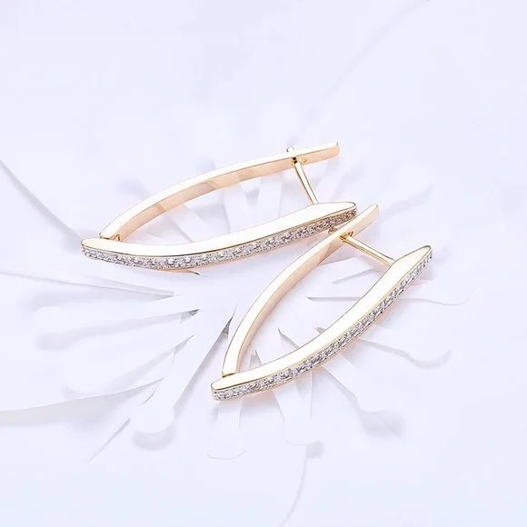S925 Sterling Silver 37MM Gold/Rose Gold U Round Hoop Earrings For Women… - Picture 3 of 6